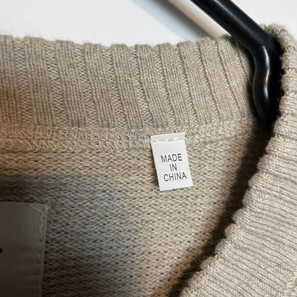 Linksoul Sweater Mens XL Khaki Tan Cotton Cashmere Henley Pullover Golf Knit - Picture 4 of 9